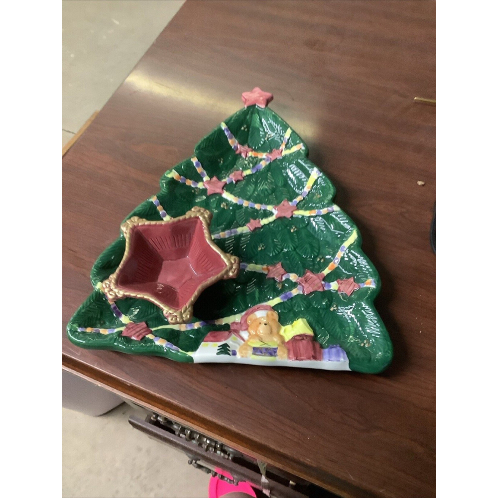 World Bazaars Inc. Christmas Tree Platter Chip Dip Condiments